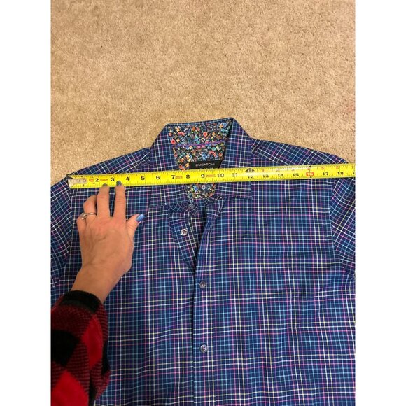 Bugatchi Shaped Fit Shirt Men's Check Print Button Up Long Sleeve Multicolor L - Picture 15 of 16